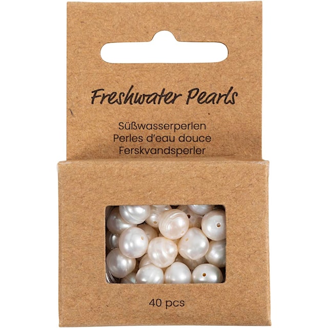 Produktbilde 2 for Ferskvannsperler, Perforert på langs, dia. 4 mm, hullstr. 1 mm, perlemor, 40 stk./ 1 pk.