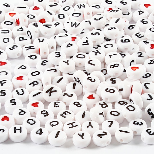 Produktbild 1 för Bokstavspärlor Vita 7 mm 1500-pack