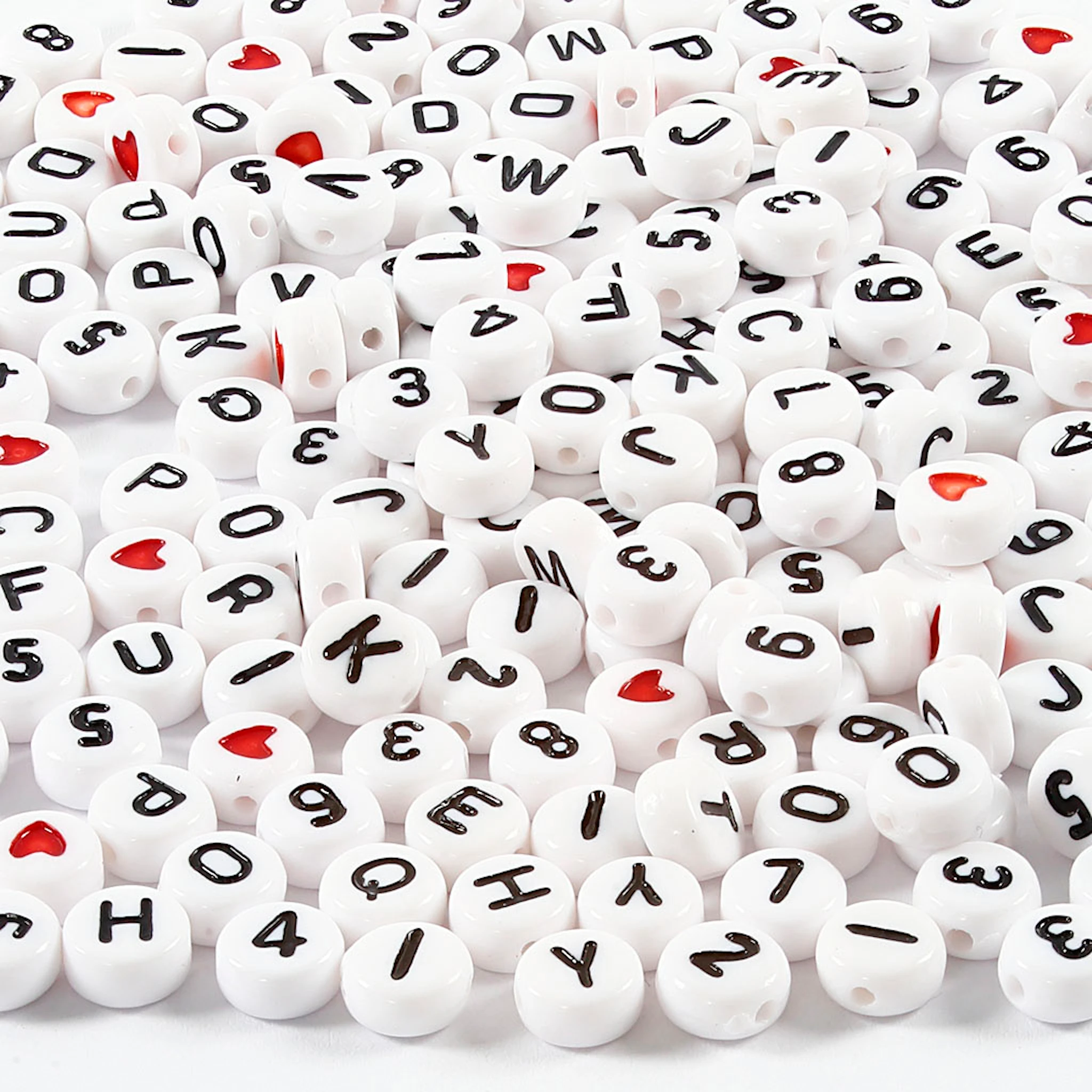 Tuotekuva ille Kirjainhelmet, koko 7 mm, aukon koko 1,2 mm, ca. 1500 kpl, valkoinen, 200 g/ 1 pkt