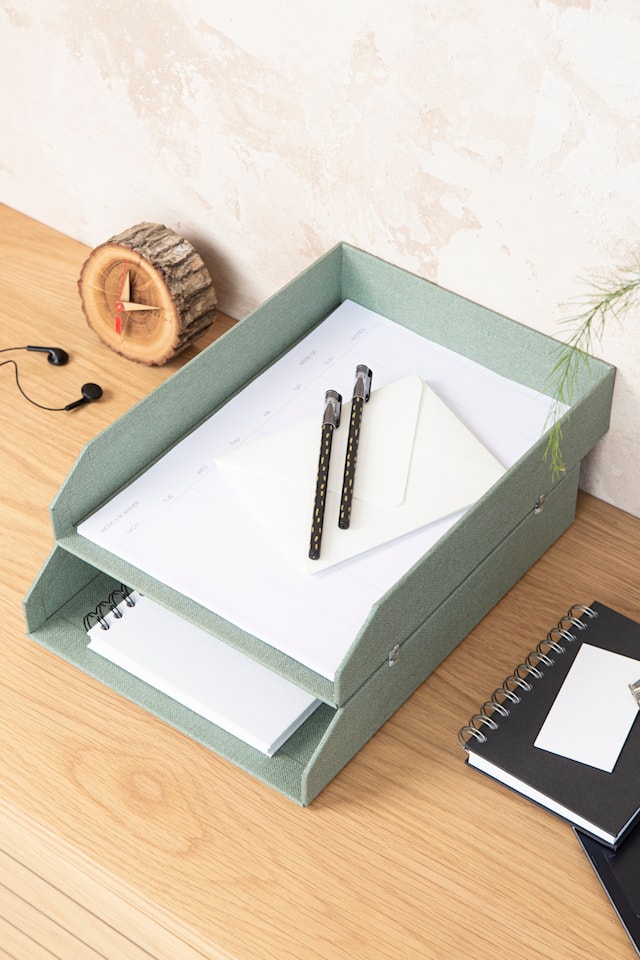 Produktbild 4 för Brevkorg Stapelbar Soft Teal 2-pack Bigso Box of Sweden