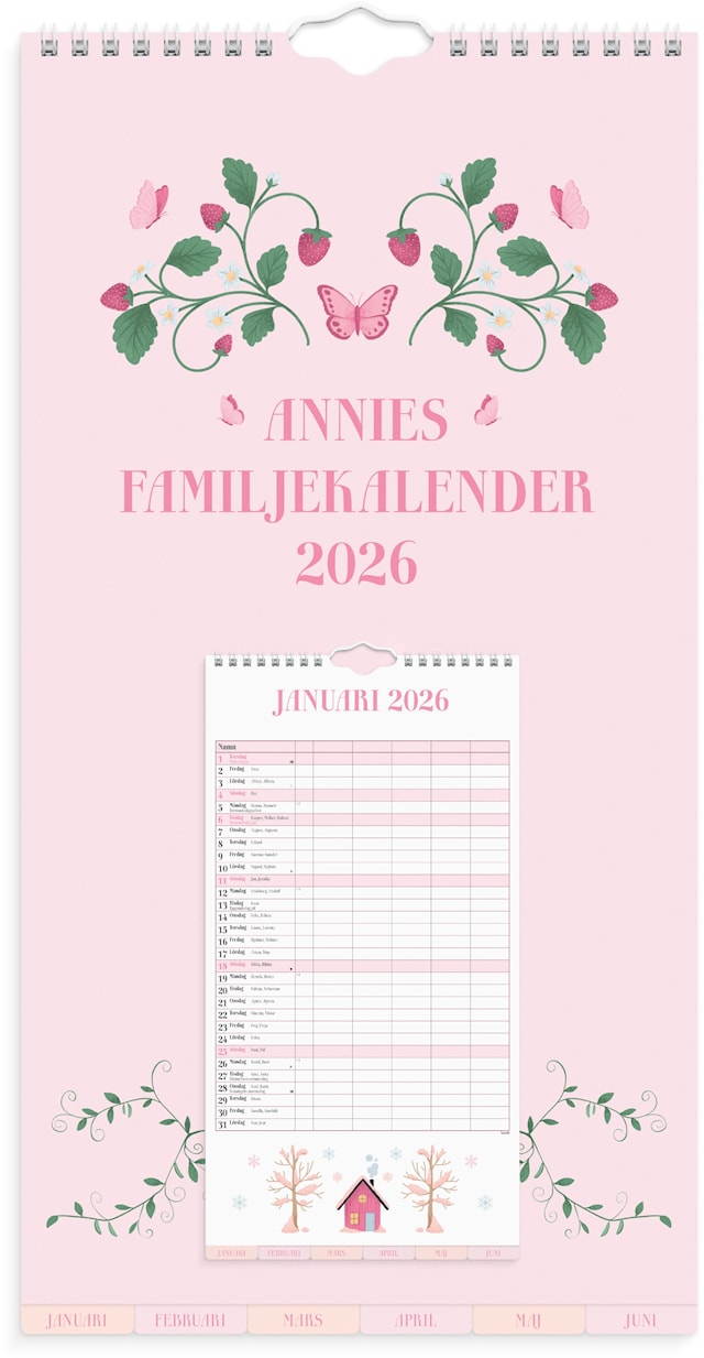 Produktbilde 1 for Familjekalender 2026 Annies Familj 220x430 mm Burde