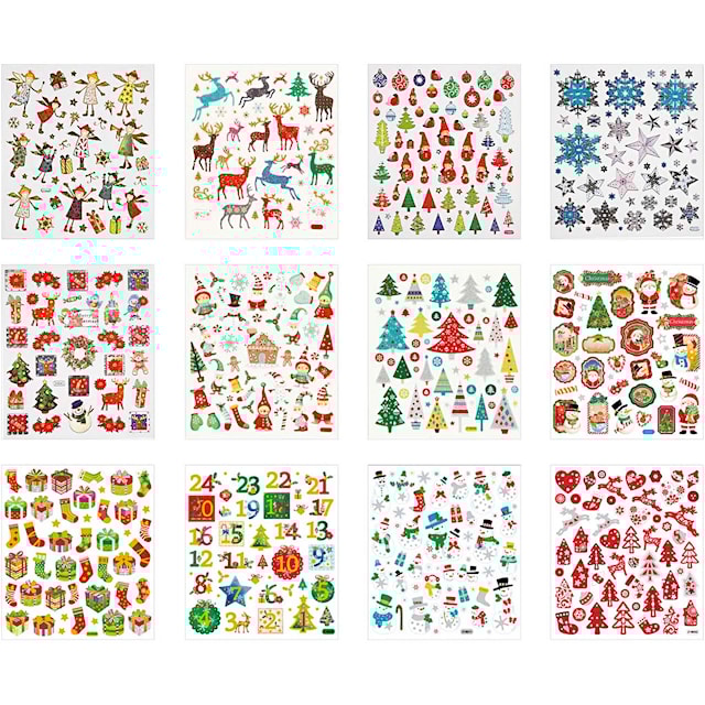Stickers Bok, jul, 15x16,5 cm, 12 ark/ 1 pk.