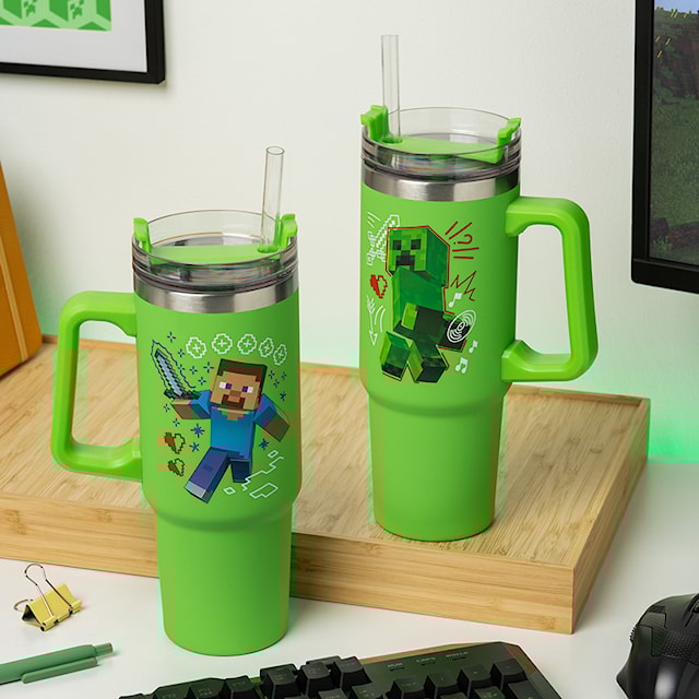 Produktbilde 4 for Minecraft Grønn 900 ml Isolert Kopp med Sugerør, Paladone