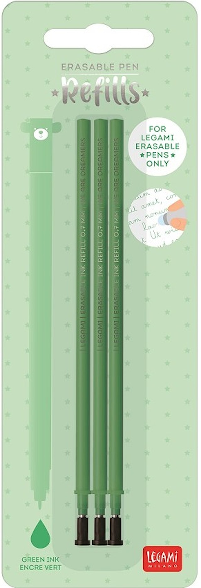 Tuotekuva 1 - Täyttöpakkaus Erasable gel pen -kynille, 3 kpl, vihreä