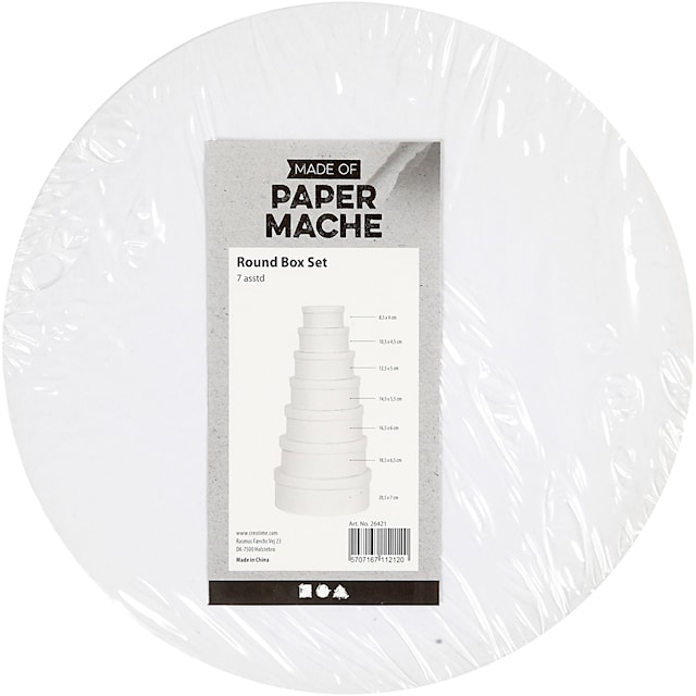 Tuotekuva 3 - Pahvirasialajitelma, Kork. 4+4,5+5+5,5+6+6,5+7 cm, halk. 8,5+10,5+12,5+14,5+16,5+18,5+21,5 cm, valkoinen, 7 kpl/ 1 set