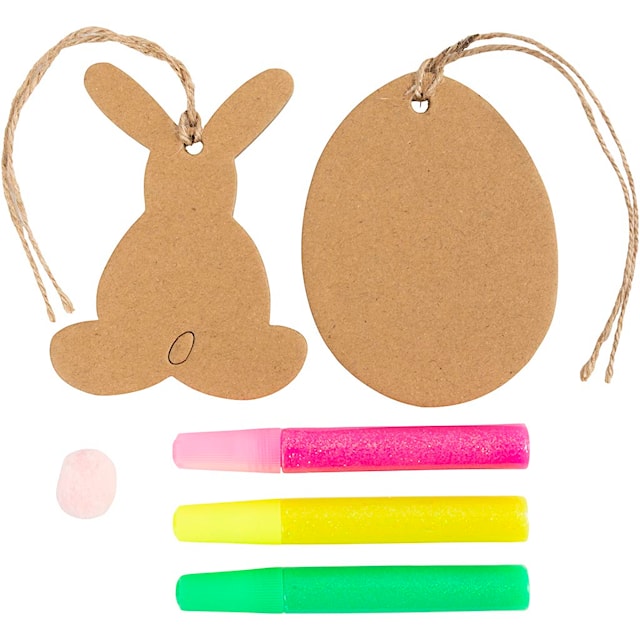 Tuotekuva 3 - Askartelusetti Mini Koristelu, Muna ja kani, ruskea, vihreä, pinkki, keltainen, 1 pkk/ 1 pkt