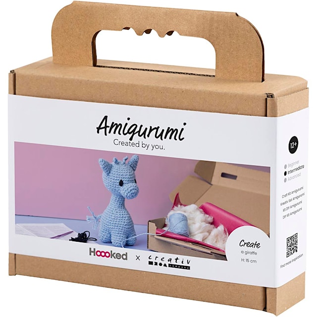 Produktbilde 3 for DIY Kit Amigurumi, Sjiraff, lys blå, 1 pk.