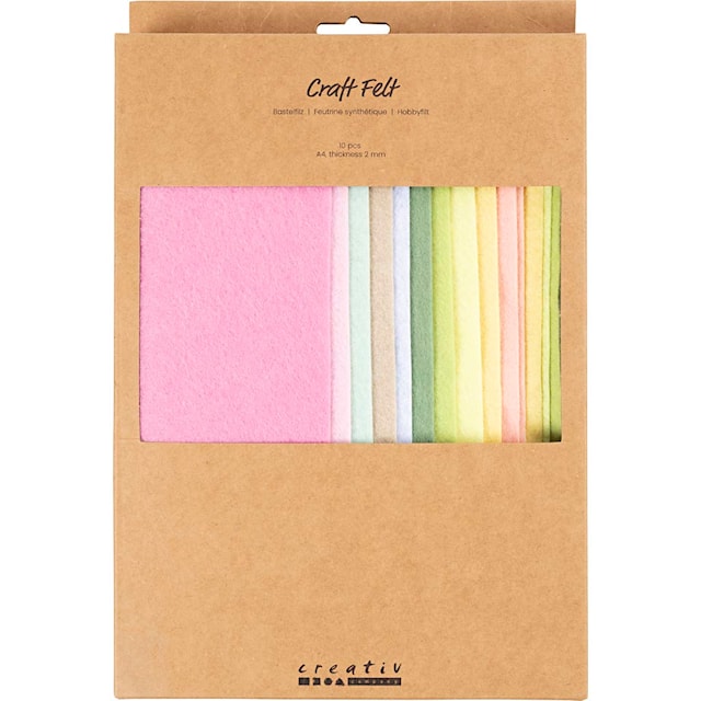 Produktbilde 8 for Hobbyfilt, A4, ark 210x297 mm, tykkelse 2 mm, pastellfarger, 10 stk./ 1 pk.