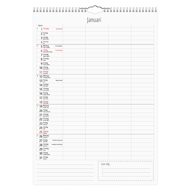 Produktbild 2 för Family planner A4 4 kolumner 2026