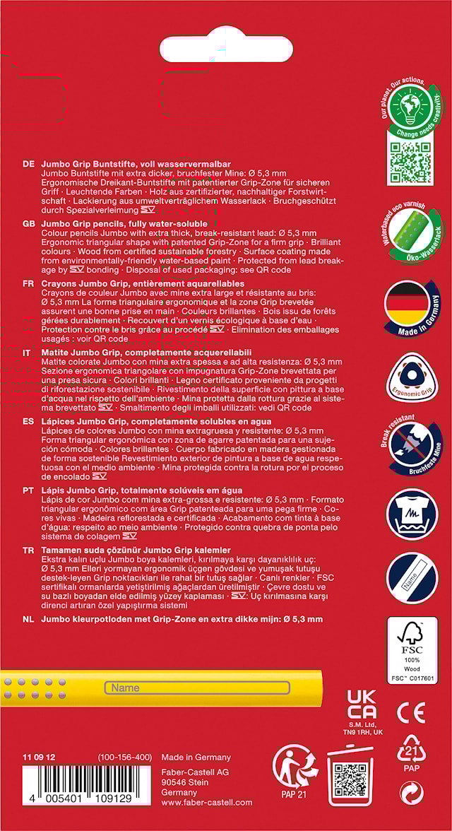 Produktbilde 2 for Färgpenna Jumbo Grip 12 färger Faber-Castell