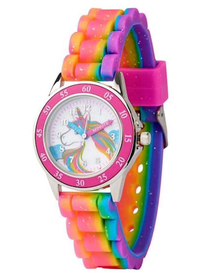 Time Teacher Analog Barnklocka Rainbow Unicorn Accutime