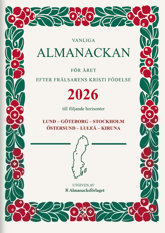 Produktbild 1 för Vanliga Almanackan 2026 Lingonkrans häftad Almanacksförlaget