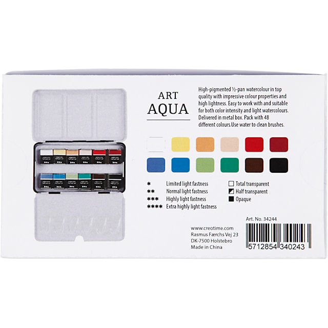 Produktbilde 6 for Art Akvarellfarger, ½-pan, str. 10x15x20 mm, standardfarger, 12 farge/ 1 pk.