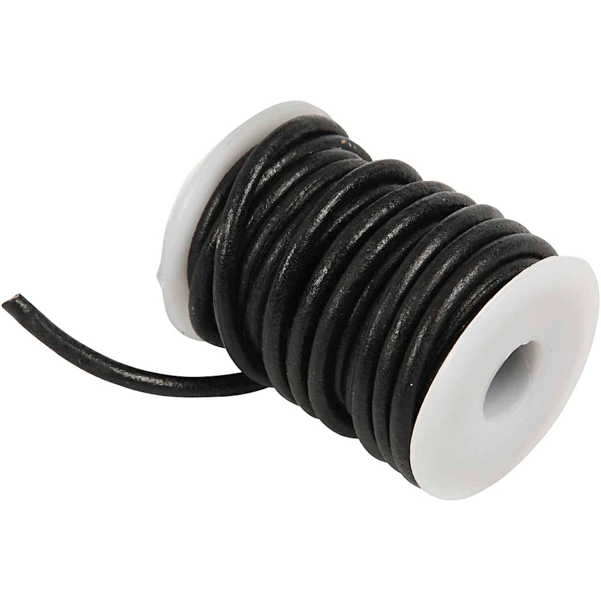 Produktbilde for Lærsnor, tykkelse 4 mm, svart, 5 m/ 1 rl.