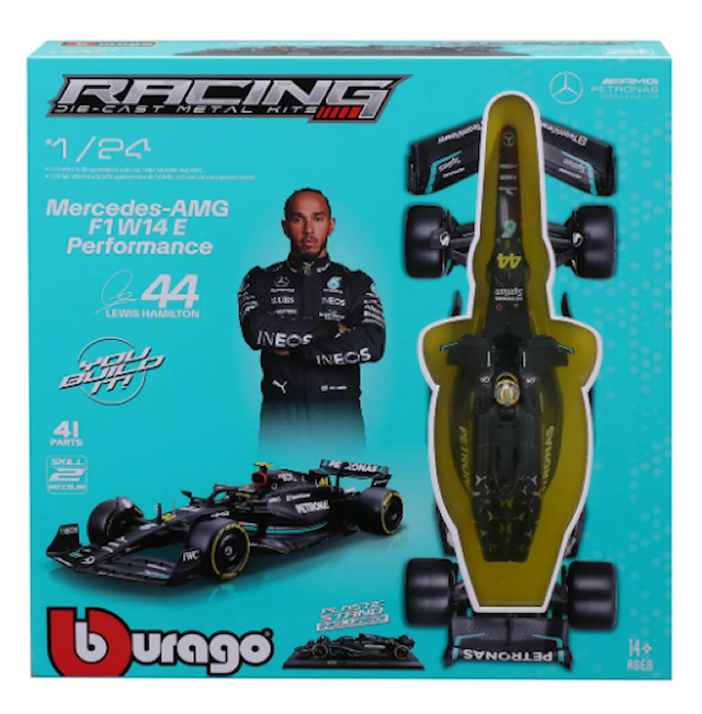 Produktbilde 1 for BBurago 1:24 F1 Mercedes-AMG W14 2023 - med Lewis Hamilton-figur