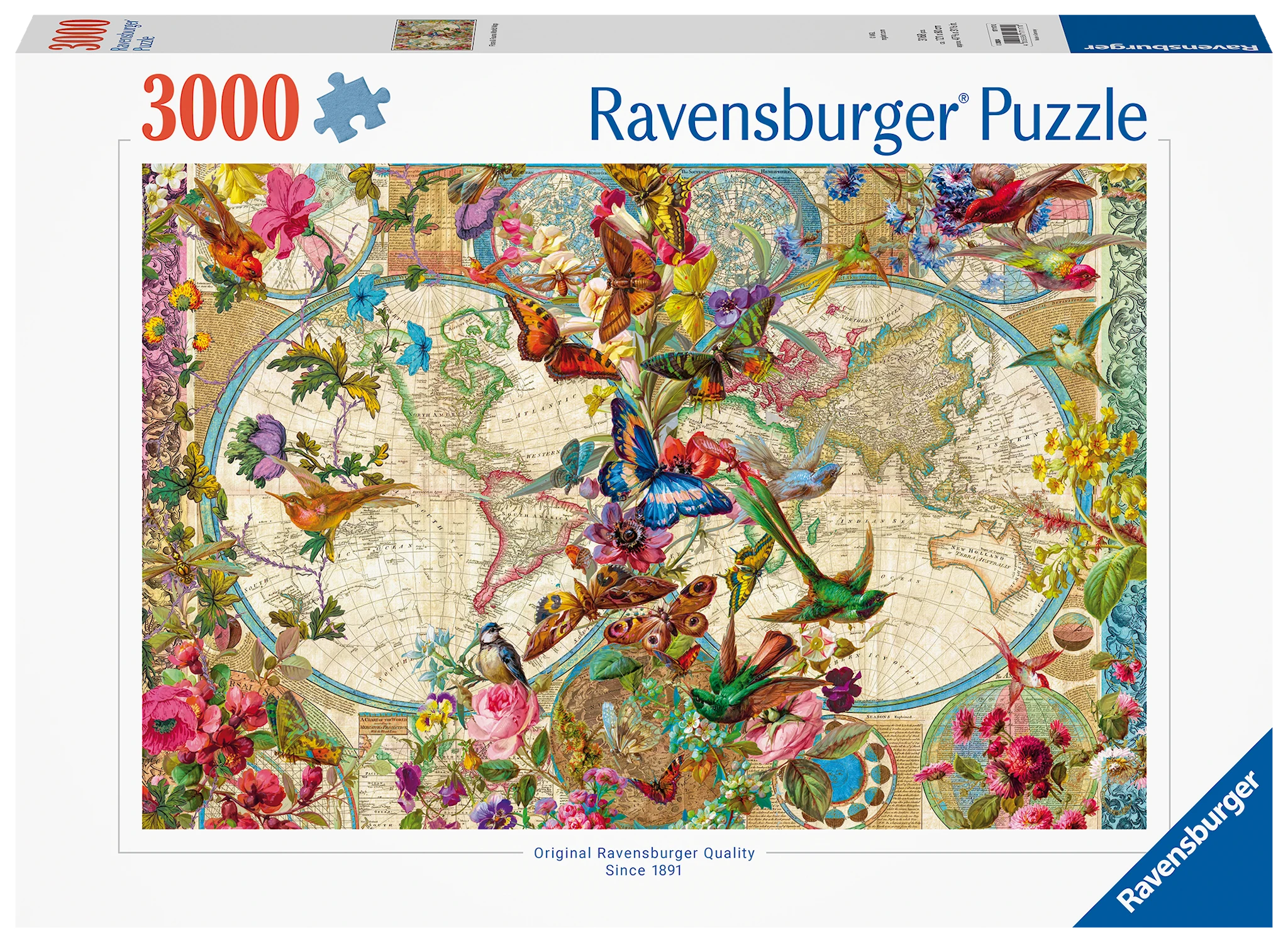 Tuotekuva ille Flora & Fauna World Map Palapelit 3000 palaa Ravensburger