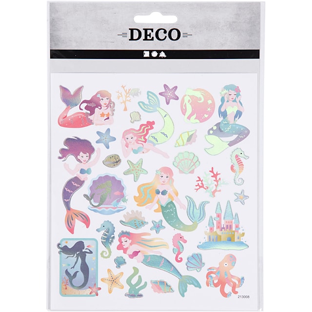 Produktbild 3 för Klistermärken, sjöjungfru, ark 15x16,5 cm, ca. 32 st., 1 ark