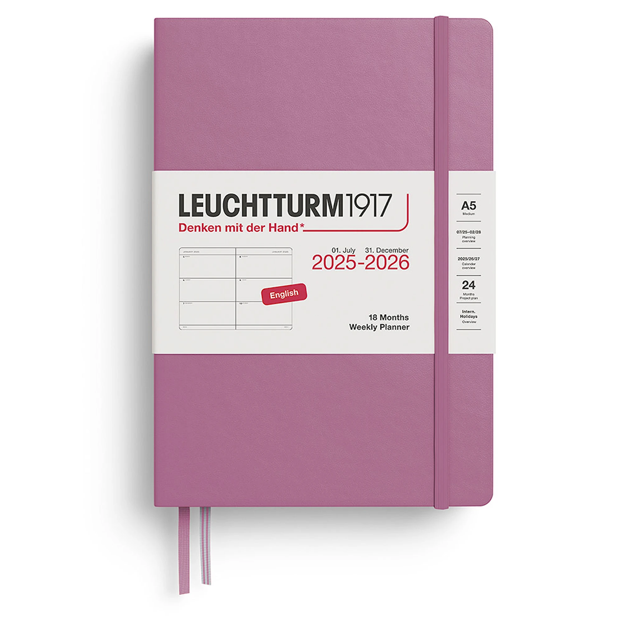 Produktbilde for Kalender A5 18m 25–26 Ukentlig Planlegger Dusty Rose Leuchtturm1917