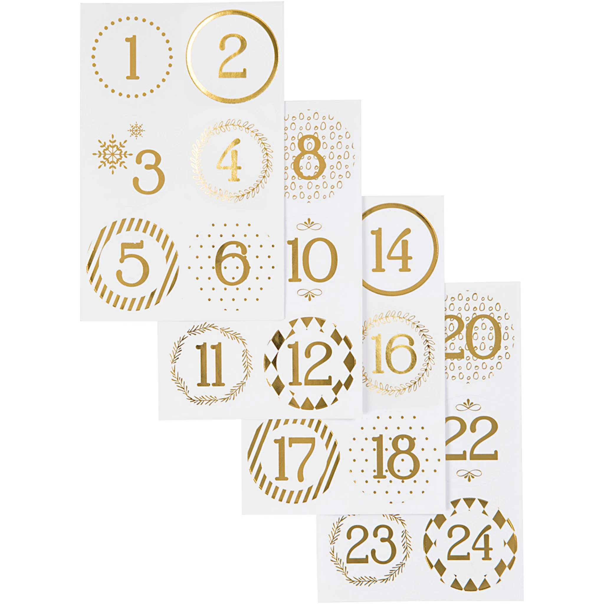 Produktbilde for Kalendertall, dia. 40 mm, ark 9x14 cm, gull, hvit, 4 ark/ 1 pk.