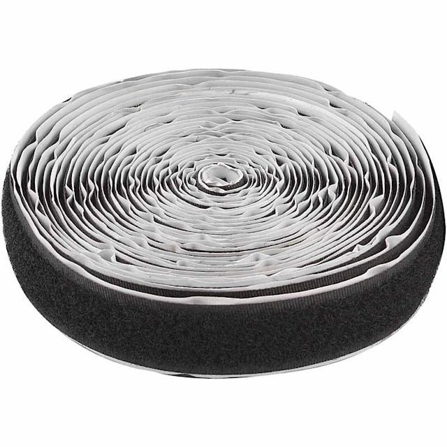 Produktbild 2 för Kardborreband självhäftande svart 20 mm x 5 m