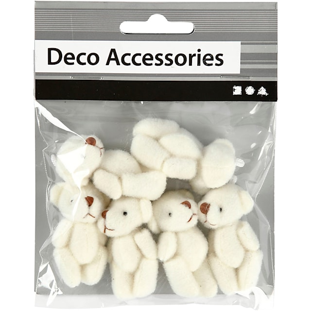 Produktbild 3 för Nallebjörn Mini Vit 4 cm 6-pack