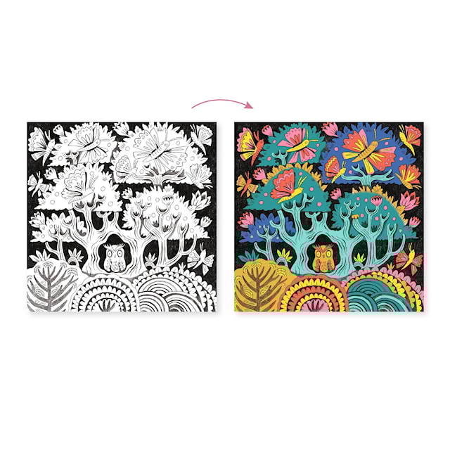 Tuotekuva 3 - Maalaa fantasiametsä 3D:nä. 4 aihetta ja 7 Djeco-kynää.