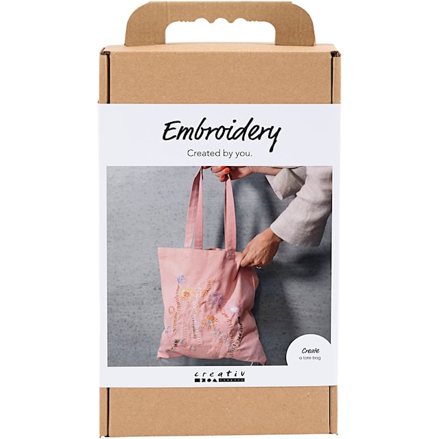 Produktbild 1 för DIY Kit Broderi Textilkasse mjukrosa 1 förp.