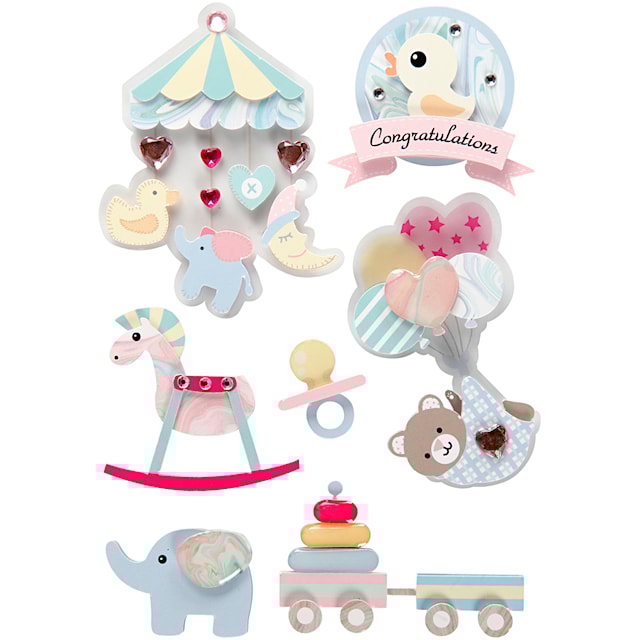 Produktbilde 1 for 3D Stickers, baby, H: 25-70 mm, B: 20-55 mm, tykkelse 7 mm, 8 stk./ 1 pk.