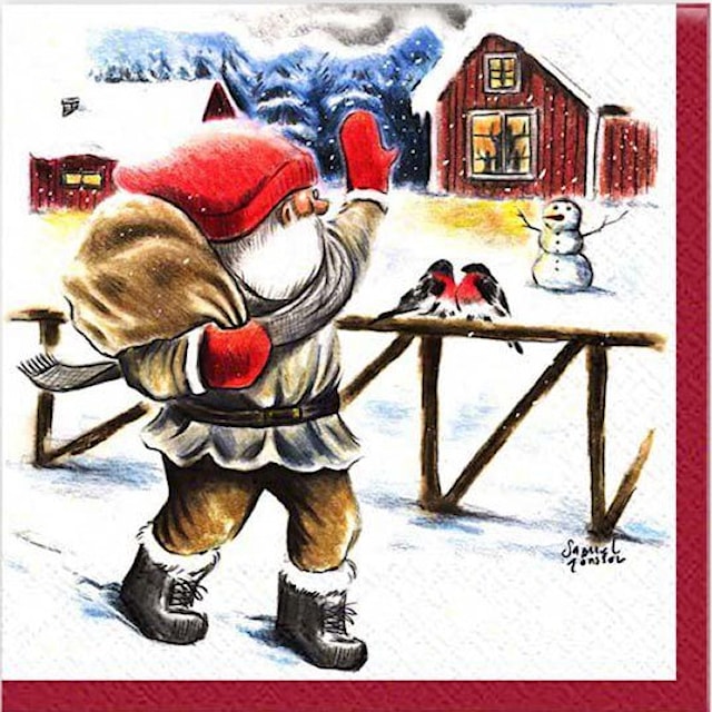 Produktbild 1 för Servetter Tomte på gård 20-pack Gullers
