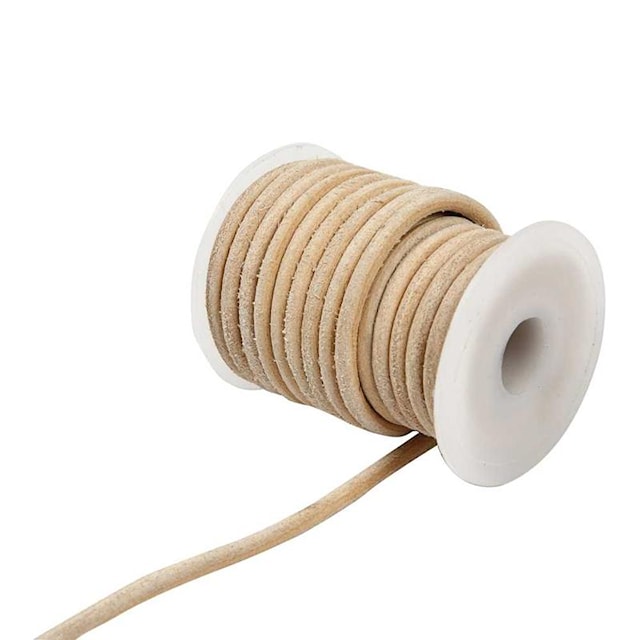 Produktbild 1 för Lädersnöre Naturfärgad 4 mm x 5 m