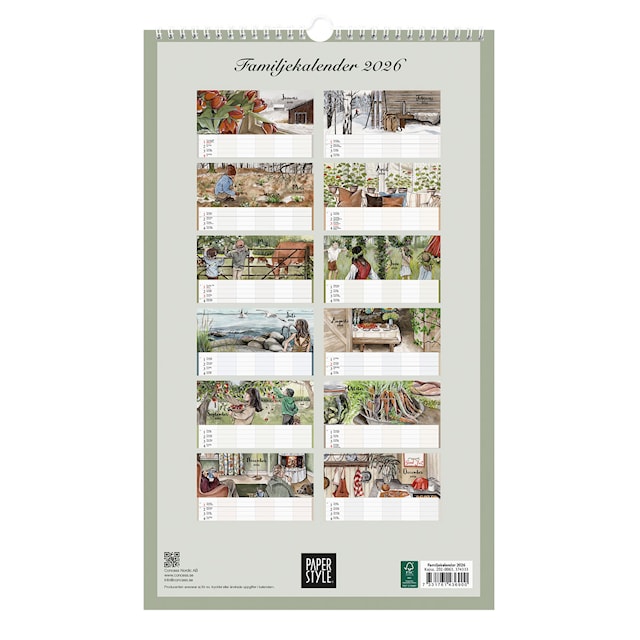 Produktbild 6 för Familjekalender Vägg 2026 Design Kajsa Hagelin Paperstyle