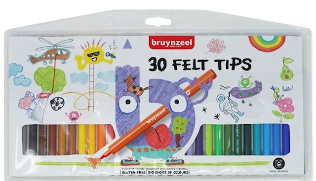 Produktbilde 1 for Fiberpenn barn 30-pack Bruynzeel