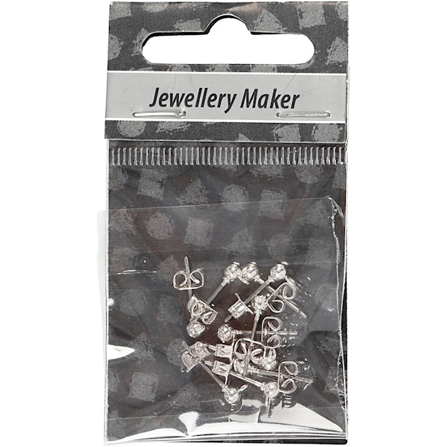 Produktbilde 2 for Ørestikk, 13 mm, 10 stk., forsølvet