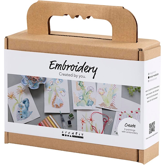 Produktbild 3 för Mini DIY Kit Broderi, Målningar med broderier, mixade färger, 1 förp.