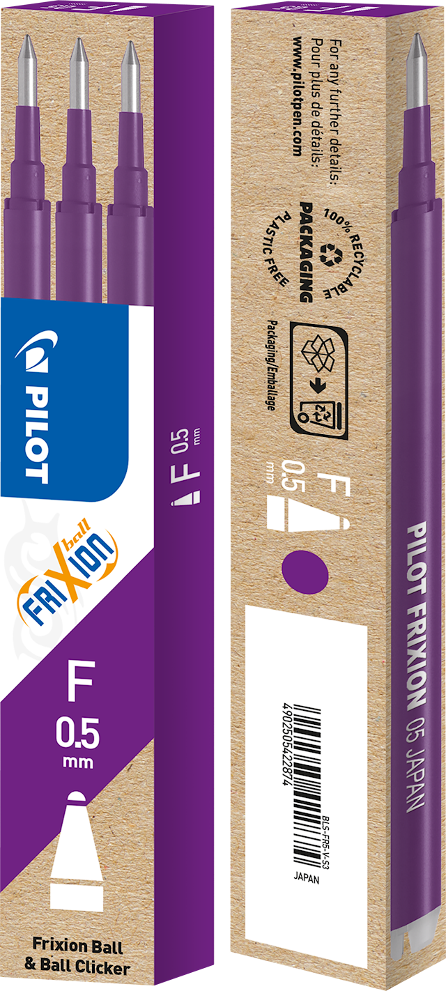 Produktbilde 2 for Patron Refill Frixion Ball Clicker 0,5 mm Lilla 3 stk. Pilot