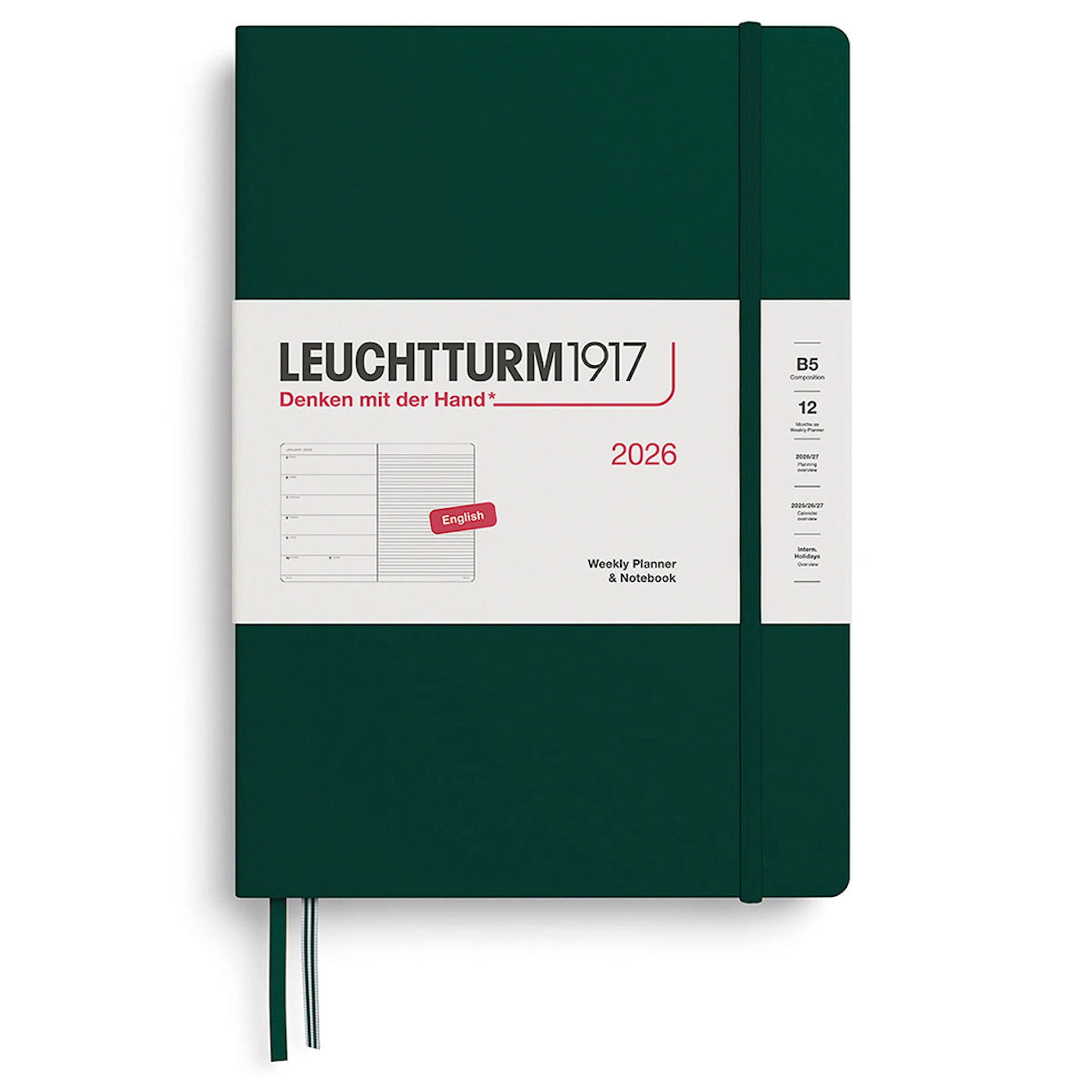 Produktbilde for Weekly Planner & Notebook 2026 B5 Forest Green Leuchtturm1917