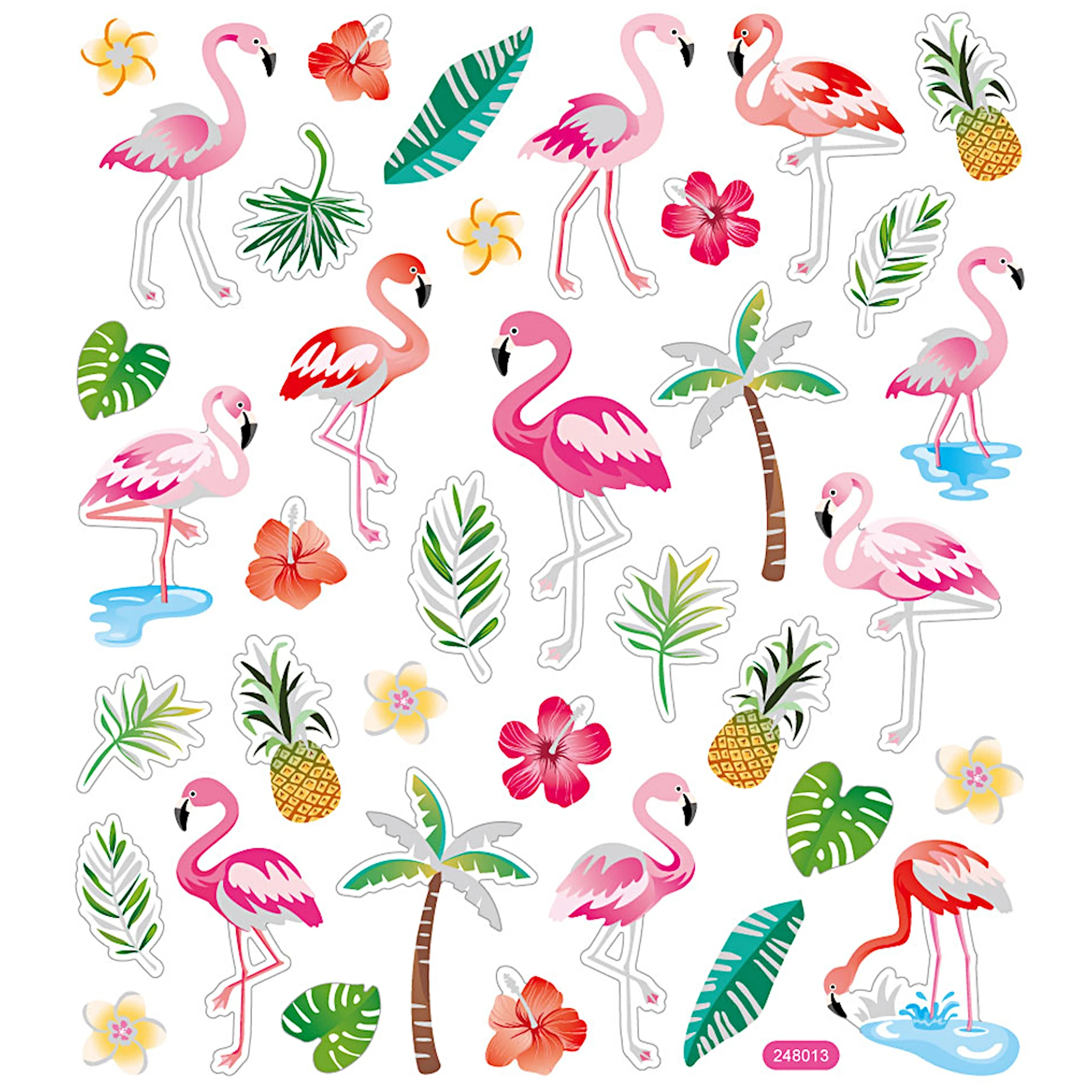 Tuotekuva ille Tarrat, flamingot, arkki 15x16,5 cm, ca. 37 kpl, 1 ark