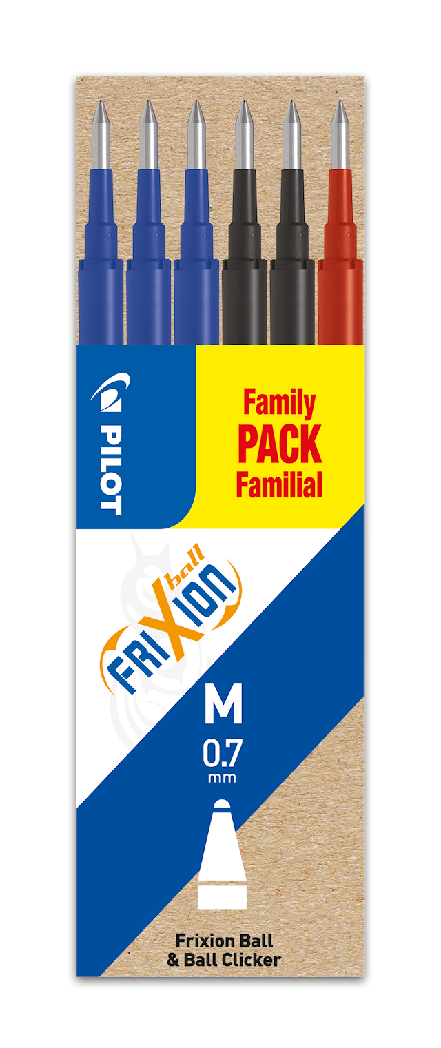 Refill Frixion 0,7 Blå/Svart/Röd 6-p, Pilot