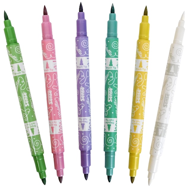 Produktbilde 2 for Dobbelspiss penn Metallic Pastellfarger 6-pack Sense