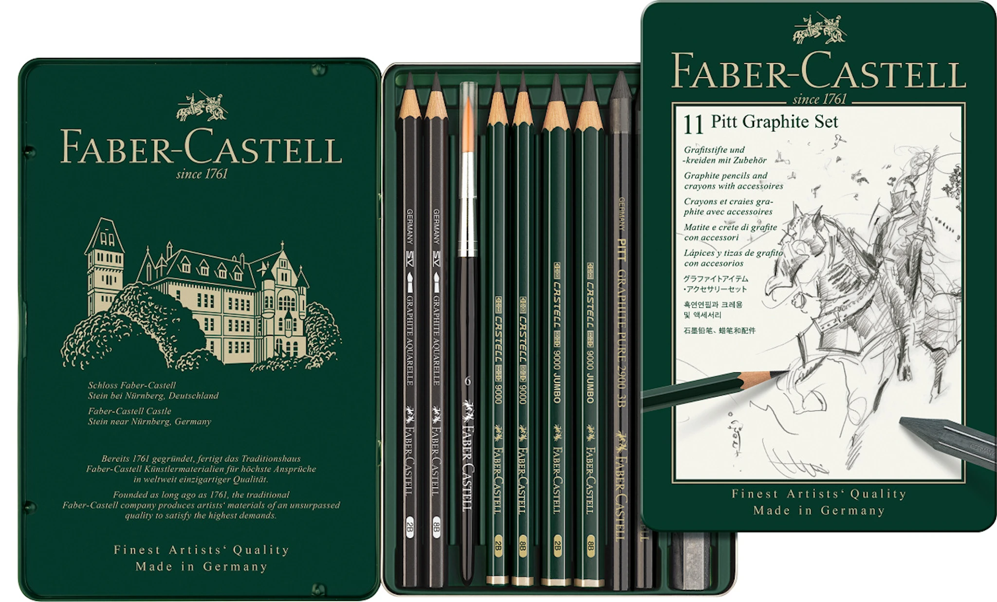 Tuotekuva ille PITT Graphite Lyijykynäsetti Metallirasiassa 11 Osaa Faber-Castell