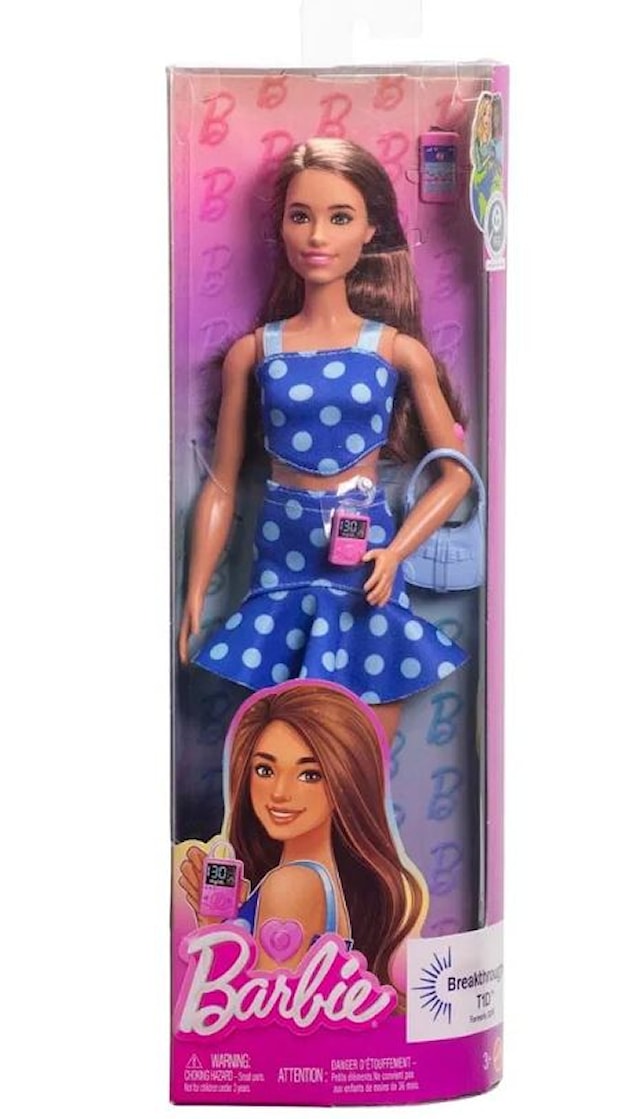 Produktbild 4 för Barbie Fashionista Modedocka med Diabetes Blå Polka Dot