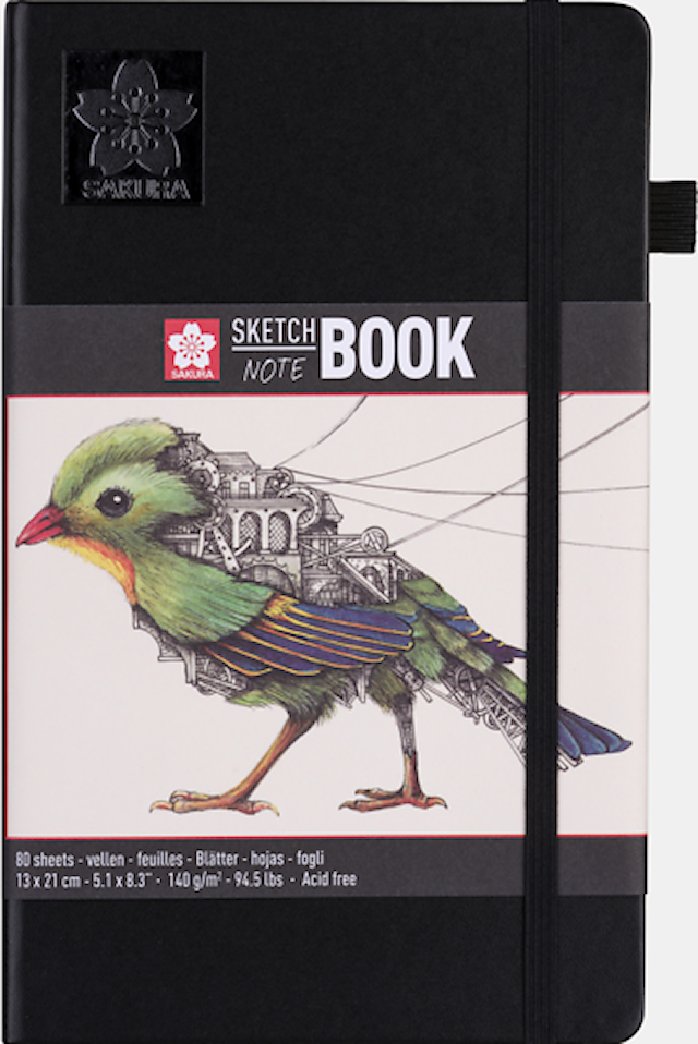 Produktbild 1 för Skissbok 13x21 cm 80 sidor creme vitt papper 140g Sakura