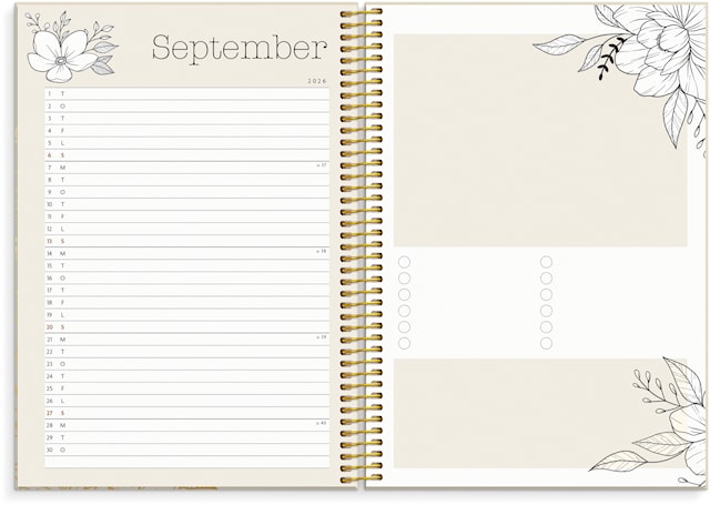 Produktbilde 3 for Kalender Life Planner 2026 A5 Bloom Beige Burde