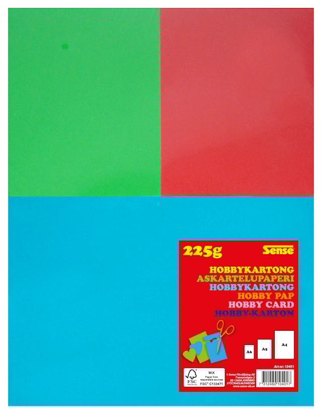 Produktbilde 2 for Fargede ark i ulike størrelser 225g Sense