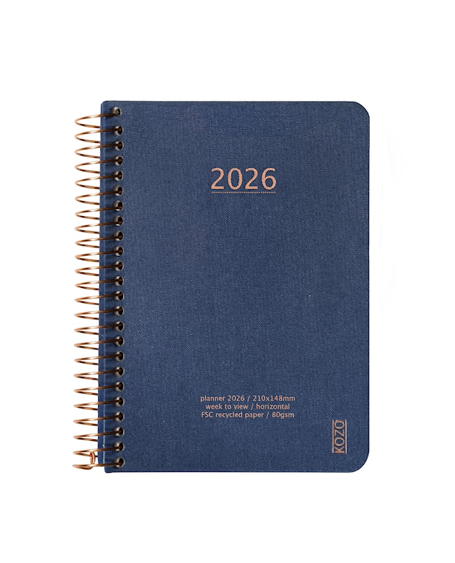 Produktbild 1 för Kalender A6 2026 Vecka Per Uppslag Navy KOZO