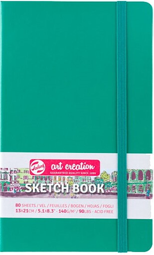 Tuotekuva 1 - Luonnoskirja Metsänvihreä 13x21 cm 140g 80 kermanväristä sivua Talens Art Creation