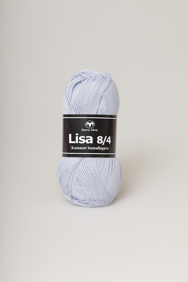 Lisa 8/4 Garn Bomull 50 g lyseblå 65 Svarta Fåret