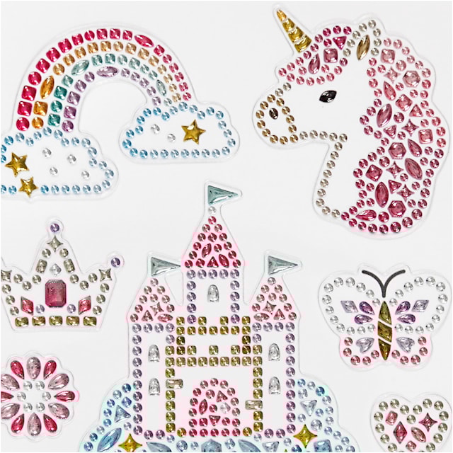 Produktbild 3 för Diamond stickers, enhörningar, ark 10x16 cm, 1 ark