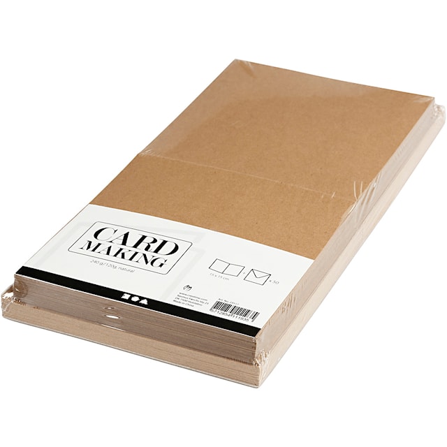 Produktbilde 4 for Kort og konvolutter, kort str. 15x15 cm, konvolutt str. 16x16 cm, 120+240 g, natur, 50 sett/ 1 pk.
