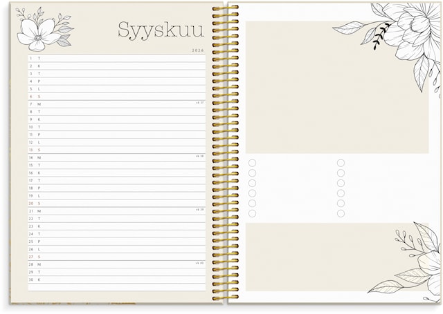 Tuotekuva 3 - Kalenteri 2026 Life Planner Bloom A5 Burde